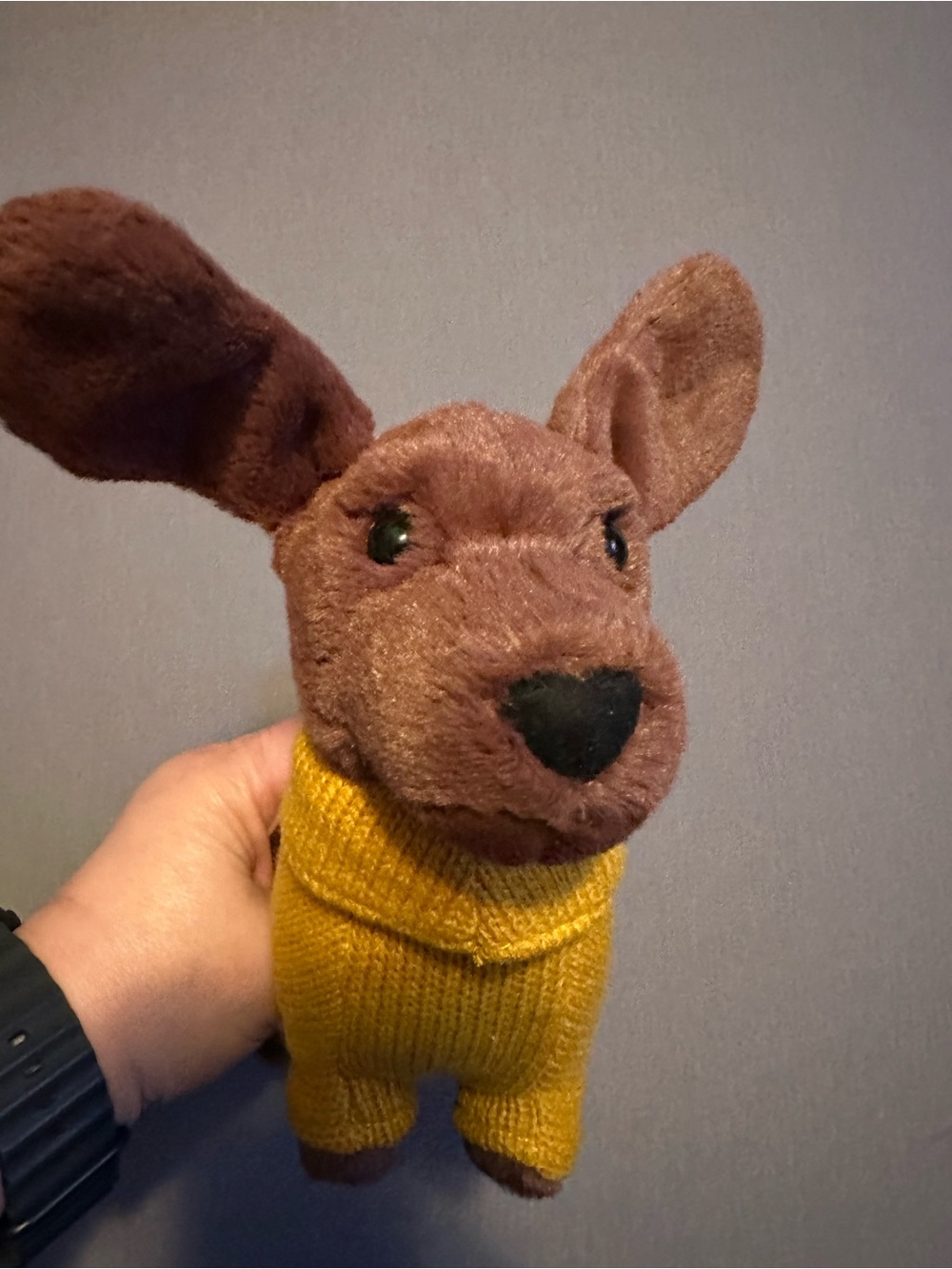 Jellycat Brown Dachshund Plush with Yellow Sweater - Picture 3 of 6
